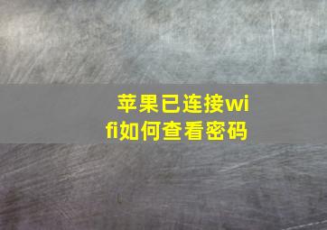 苹果已连接wifi如何查看密码