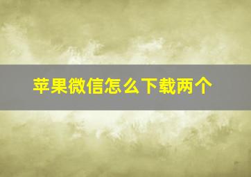 苹果微信怎么下载两个