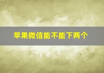 苹果微信能不能下两个