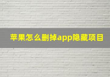 苹果怎么删掉app隐藏项目