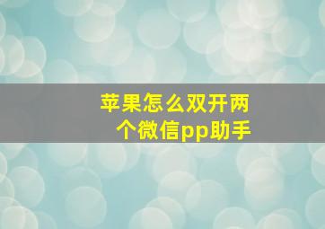 苹果怎么双开两个微信pp助手