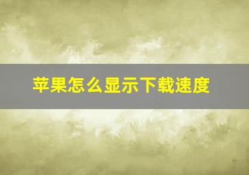 苹果怎么显示下载速度