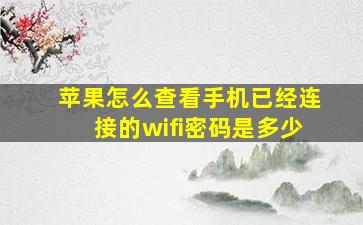 苹果怎么查看手机已经连接的wifi密码是多少