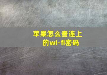 苹果怎么查连上的wi-fi密码