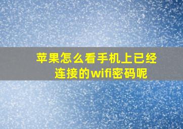 苹果怎么看手机上已经连接的wifi密码呢