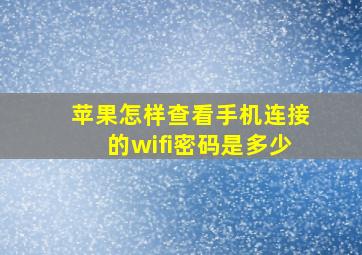 苹果怎样查看手机连接的wifi密码是多少