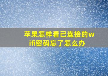 苹果怎样看已连接的wifi密码忘了怎么办