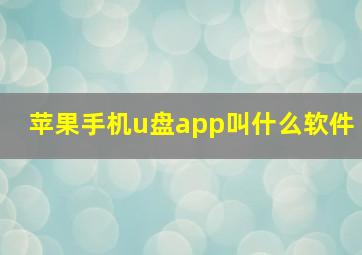 苹果手机u盘app叫什么软件