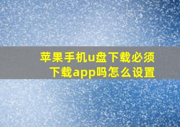 苹果手机u盘下载必须下载app吗怎么设置