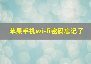 苹果手机wi-fi密码忘记了