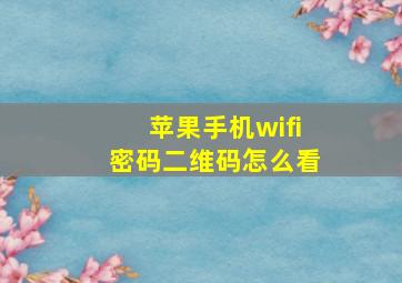 苹果手机wifi密码二维码怎么看