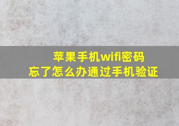 苹果手机wifi密码忘了怎么办通过手机验证