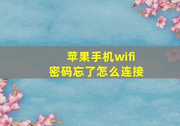 苹果手机wifi密码忘了怎么连接