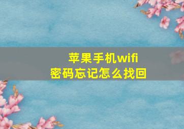 苹果手机wifi密码忘记怎么找回