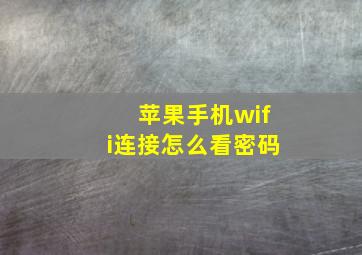 苹果手机wifi连接怎么看密码