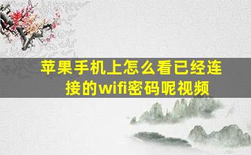 苹果手机上怎么看已经连接的wifi密码呢视频