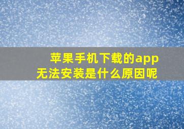 苹果手机下载的app无法安装是什么原因呢