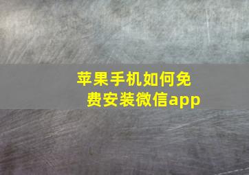 苹果手机如何免费安装微信app