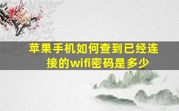 苹果手机如何查到已经连接的wifi密码是多少