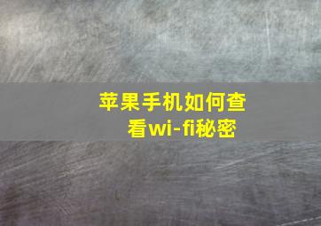 苹果手机如何查看wi-fi秘密