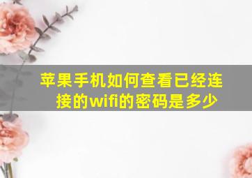 苹果手机如何查看已经连接的wifi的密码是多少