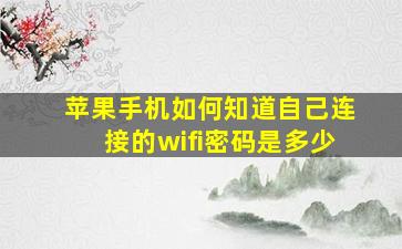 苹果手机如何知道自己连接的wifi密码是多少