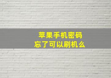 苹果手机密码忘了可以刷机么