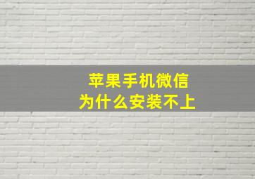 苹果手机微信为什么安装不上