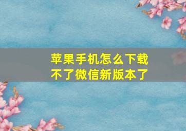 苹果手机怎么下载不了微信新版本了