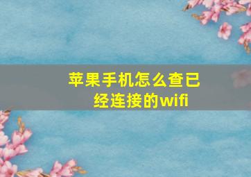 苹果手机怎么查已经连接的wifi