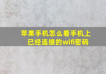 苹果手机怎么看手机上已经连接的wifi密码