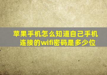 苹果手机怎么知道自己手机连接的wifi密码是多少位