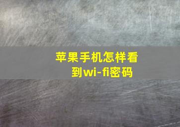 苹果手机怎样看到wi-fi密码