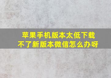 苹果手机版本太低下载不了新版本微信怎么办呀