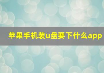 苹果手机装u盘要下什么app