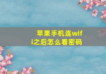 苹果手机连wifi之后怎么看密码