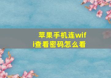 苹果手机连wifi查看密码怎么看