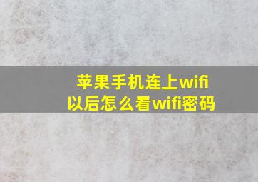 苹果手机连上wifi以后怎么看wifi密码