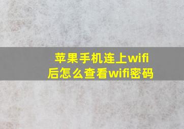 苹果手机连上wifi后怎么查看wifi密码