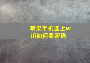 苹果手机连上wifi如何看密码