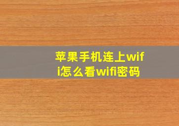 苹果手机连上wifi怎么看wifi密码