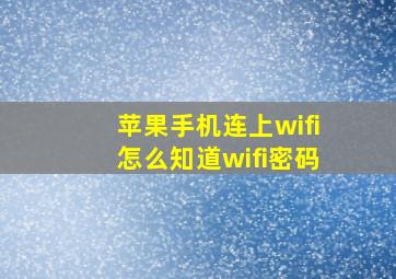 苹果手机连上wifi怎么知道wifi密码