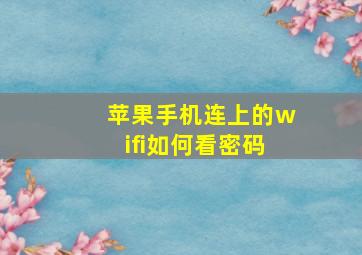 苹果手机连上的wifi如何看密码