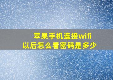 苹果手机连接wifi以后怎么看密码是多少