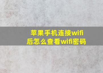 苹果手机连接wifi后怎么查看wifi密码