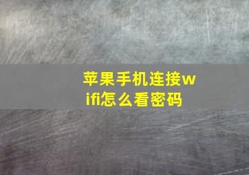 苹果手机连接wifi怎么看密码