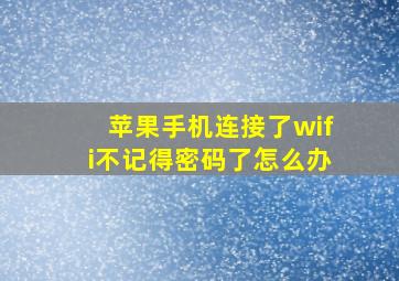 苹果手机连接了wifi不记得密码了怎么办