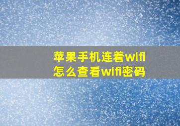 苹果手机连着wifi怎么查看wifi密码