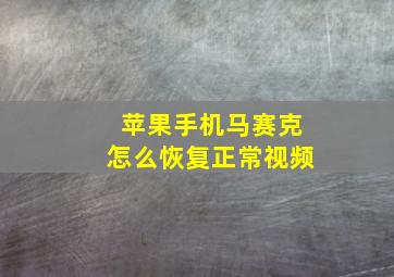 苹果手机马赛克怎么恢复正常视频