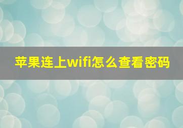 苹果连上wifi怎么查看密码